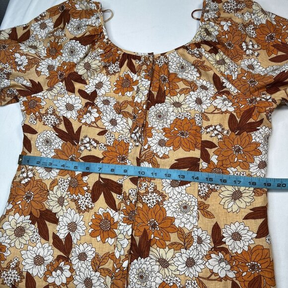 J Crew Zinnia Floral V-Back Linen Mini Dress Camel Brown size 12 NWT - Picture 7 of 15